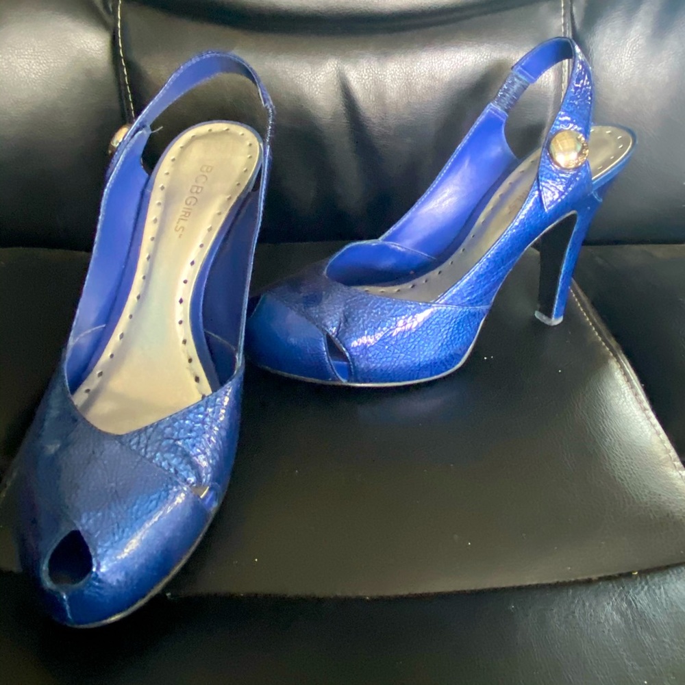 BCBG Strappy Peep Toe Heels